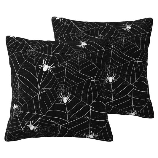 VIREOTHIA Halloween Spiderwebs Pillow Covers 18x18 Set of 2 Black and White Decorative Throw Pillow Cover Spider Webs Square Pillowcases Cushion Covers for Couch Bed Sofa Decor
