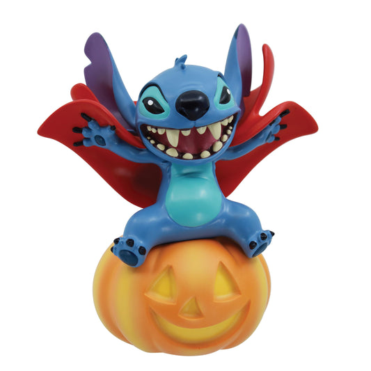 Enesco Disney Showcase Lilo and Stitch Wearing Vampire Costume on Pumpkin Figurine, 5.5 Inch, Multicolor