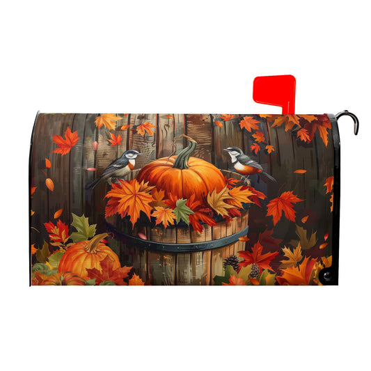 Fall Mailbox Covers Magnetic Standard Size 18x21inch Autumn Maple Leaves Mailbox Decoration Autumn Harvest Pumpkin Post Letter Box Cover for Outside Decor