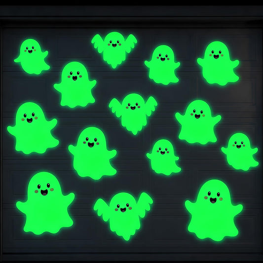 Cinnvoice 15 Pcs Luminous Garage Door Magnets Glow in the Dark Large Garage Door Magnets Halloween Ghost Magnetic Decorations Refrigerator Fridge Cruise Kitchen Decor