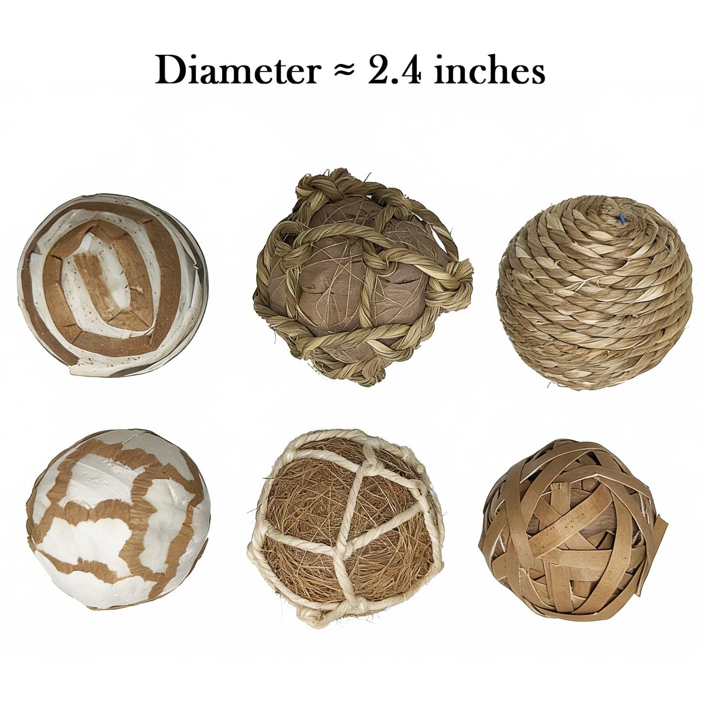 Harbuba 6pcs Decorative Balls for Bowl Centerpiece, 2.4 Inch Orbs Spheres Decor Balls Rattan Wicker Balls for Bowl Fillers, DIY Home Vase Table Decor