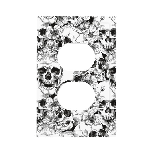 Gothic Skull Floral Skeleton Decorative 1 Gang Receptacle Outlet Cover Electrical Duplex Wall Plate Single Duplex Wall Plate Light Switch Cover