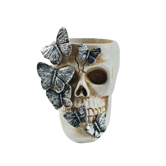 FJXMMT Skull Pen Holder, Skull Desk Accessories Holder Gothic Toothbrush Holder, Halloween Decor for Home Office School, Gift for Skull Lovers