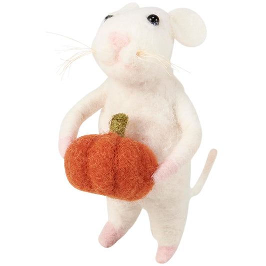 Primitives by Kathy Collectible Critter - Mouse with Pumpkin, from Our Halloween Collection. Mouse Critter Features Cute Accents Including Long Whiskers and Happy face,