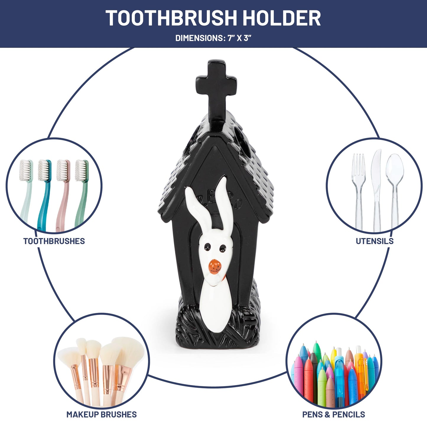 Jay Franco Disney Nightmare Before Christmas Bathroom Accessories - 2 Piece Black & White Resin Bathroom Décor and Storage Set Includes Toothbrush Holder and Soap Dish Set