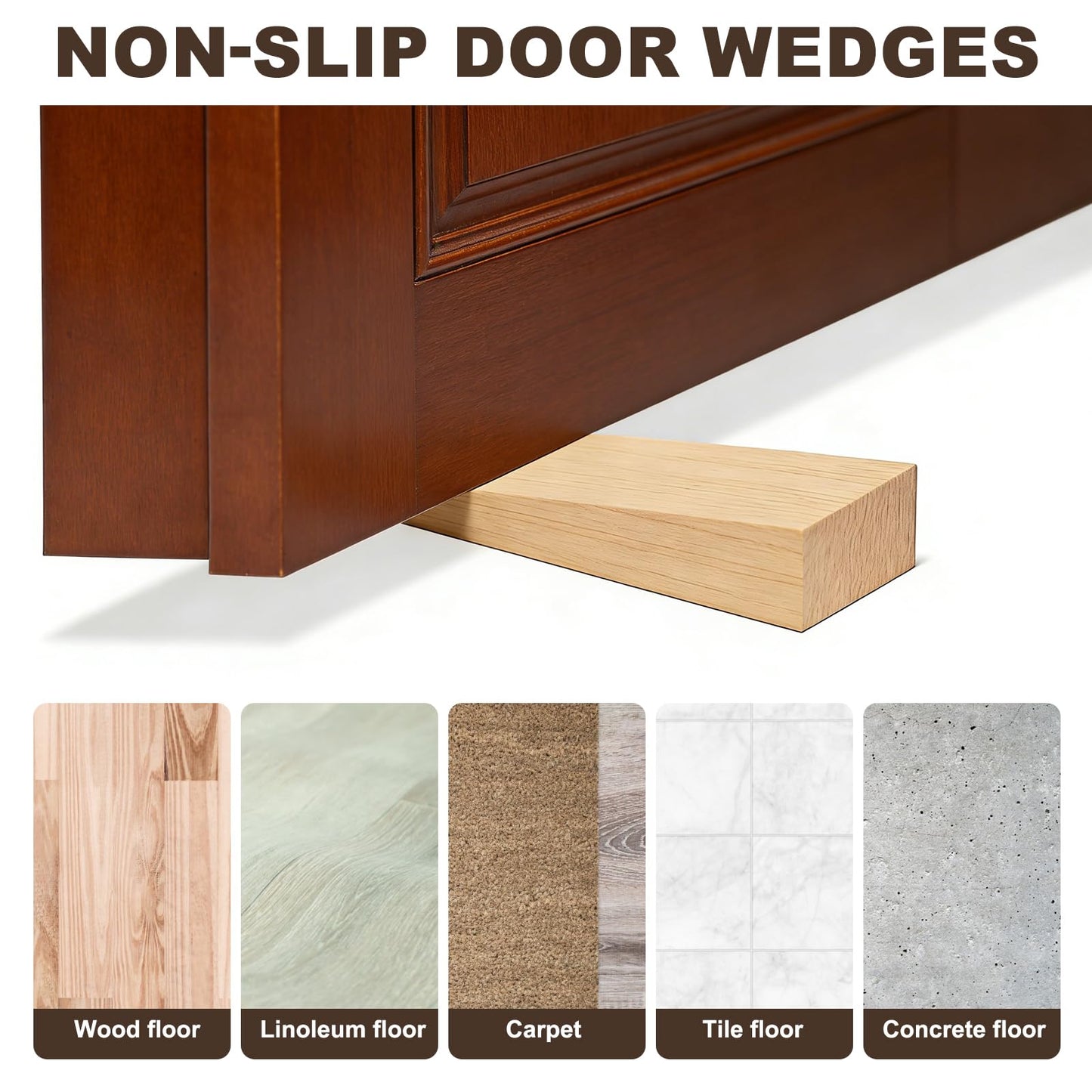 uxcell 12Pcs Wooden Door Stopper, 3.15" x 1.57" x 1.18" Non-Slip Solid Wood Door Wedges Triangle Wooden Doorstop Blocks for Chair Caning Home Office Floor