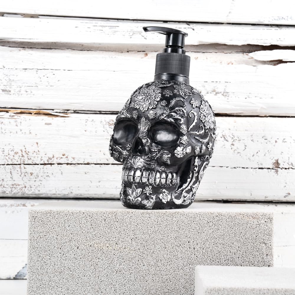 Skull Soap Dispenser with Rust Proof Pump, Refillable Liquid Hand Lotion Bottle for Bathroom, Bedroom and Kitchen（New Upgrade ）.