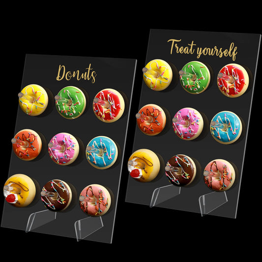 Honeydak 2 Pack Donut Stand Display Wall Stand for Dessert Table Clear Acrylic Donut Holder for Spring Wedding Birthday Treat Gathering Holiday Party(13.78 x 9.84 Inch)