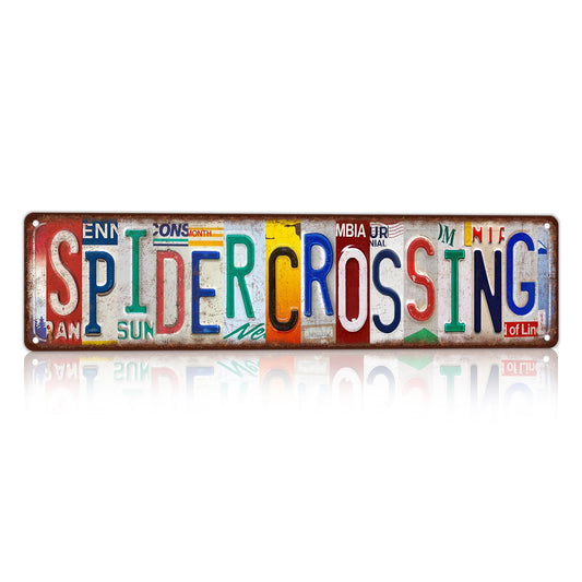 TREEPERI Vintage Spider Crossing Street Sign Wall Decor Metal Tin Signs for Bar Home Bedroom Garage
