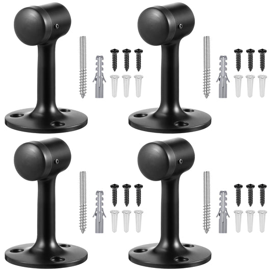 Otoolling 4 Pack Heavy Duty Floor Mounted Door Stops, 3 Inches Solid Brass Bumper Stop Commercial Grade Solid Brass Door Stopper Accessories with Rubber Bumper and Stainless Steel Screws, Matte Black