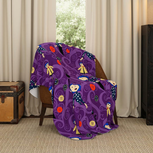 Coraline Button Eyes Bedding Super Soft Cozy Plush Throw, 46 in x 60 in, (Officially Licensed Product) by Franco