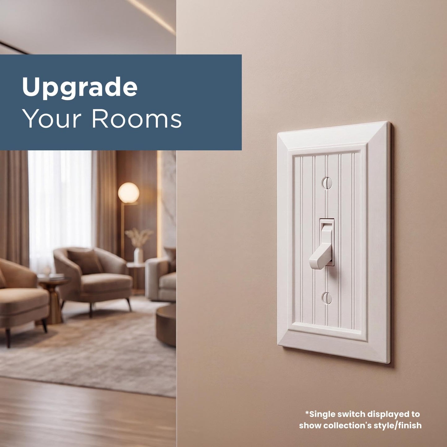 Franklin Brass Classic Beadboard (3-Pack) Decorative Light Switch Cover Wall Plate Pure White 1-Gang Wall Plate Switch/Toggle Plate Guards Electrical Outlet Covers W35265V-PW-C