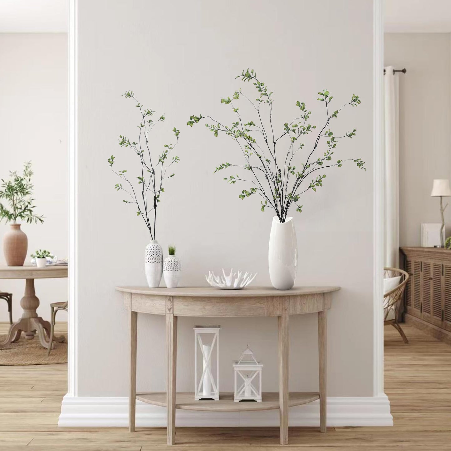 Sggvecsy 47.2’’ 4Pcs Artificial Ficus Branches Artificial Greenery Stems Faux Ficus Twig Plants Fake Leaf Spray Green Eucalyptus Branches for Vase Filler Office Home Wedding Decoration