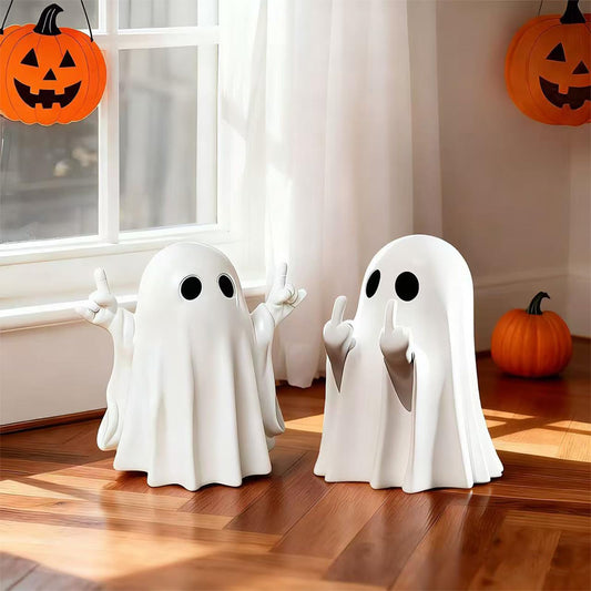 MIXFOSAHN Halloween Ghost Finger Statue HIO-Hop Ghost Statue Halloween Decorations Indoor Farmhouse Tiered Tray Decor Spooky Home Decorations Coffee Table Centerpieces Shelf Mantel Display 2 Pcs
