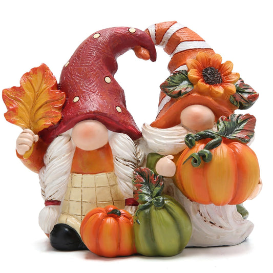 Hodao Fall Thanksgiving Pumpkin Gnome Decorations Handmade Swedish Tomte Gnome Elf for Fall Decor Gift - Thanksgiving Party Home Couple Gnomes Decor - Autumn Gift