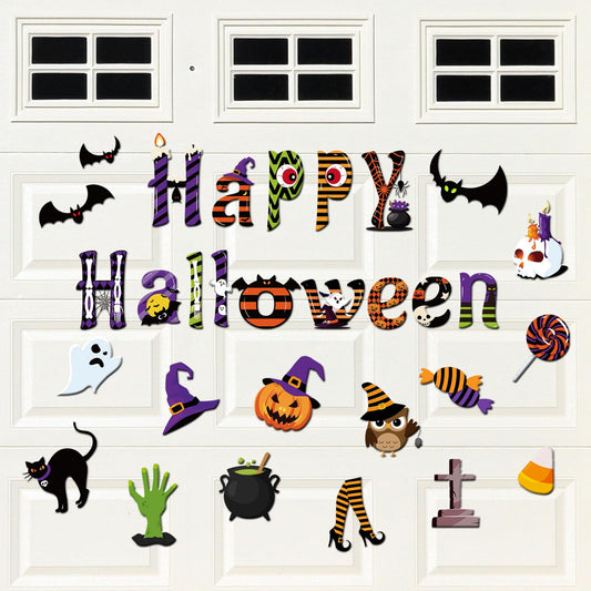 30 Pcs Halloween Garage Door Decoration Happy Halloween Garage Door Magnets Colorful Pumpkin Ghost Bat Magnet Magnetic Refrigerator Car Bumper Sticker Decal Halloween Decor for Indoor Outdoor Party