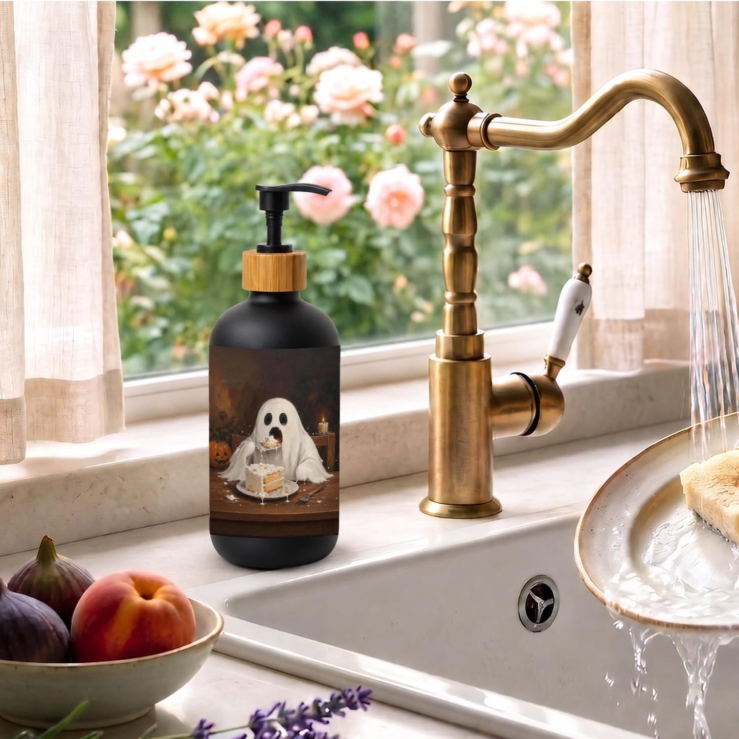 IWEBEEDOSIN Halloween Ghost Glass Dish Soap Dispenser