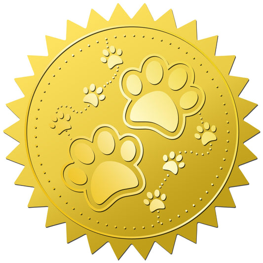 CRASPIRE 144Pcs Paw Print Gold Foil Embossed Stickers 2" Self Adhesive Envelopes Seals Sticker Labels Vintage for Wedding Invitation Graduation Corporate Certificates Diplomas Gift Wrapping