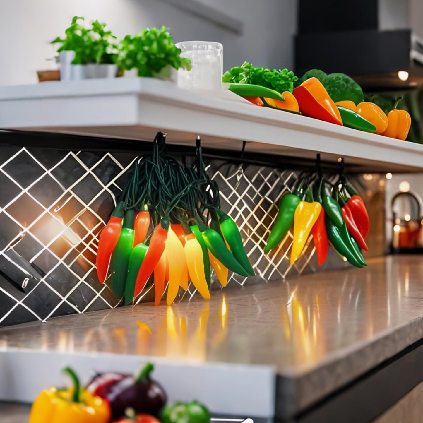 35 Multicolor Chili Pepper String Lights Plug in,13.6ft Indoor Outdoor