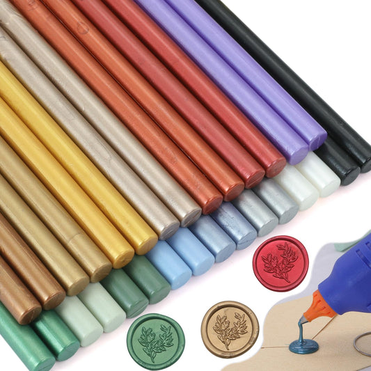 30 Pcs Wax Seal Sticks Mixed Colors, Andotopee Glue Gun Sealing Wax Sticks for Wax Seal Stamp, Mini Wax Seal Glue Gun Sticks Gold Green Red Black Assorted Colors for Envelope Seal Craft (15 Colors)