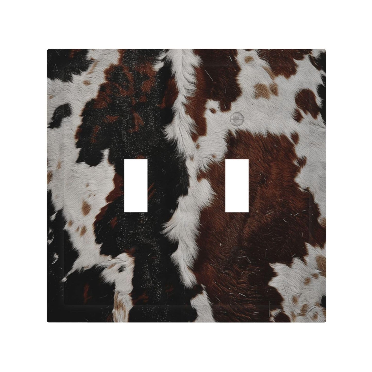 Cowhide Print Abstract Animal Fur Rustic Decorative Switch Plates 2 Gang Double Toggle Outlet Light Switch Cover Wall Plate Electrical Faceplate for Farmhouse Home Decor