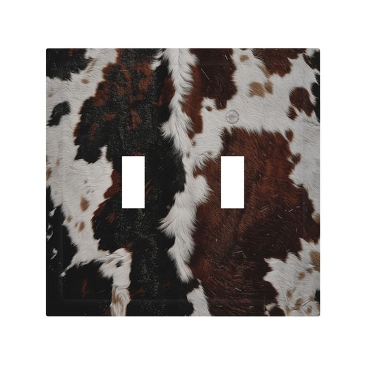 Cowhide Print Abstract Animal Fur Rustic Decorative Switch Plates 2 Gang Double Toggle Outlet Light Switch Cover Wall Plate Electrical Faceplate for Farmhouse Home Decor