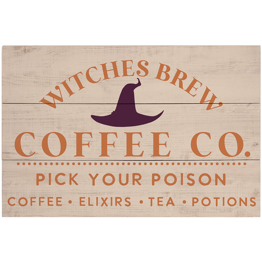 Simply Said, INC Rustic Pallets Halloween Decor, Witches Brew Coffee Company, 16 x 10.5 inch Wood Sign, Made in USA, RUS1545