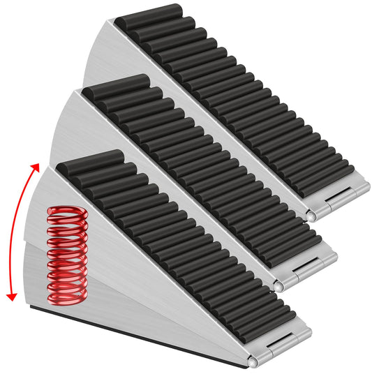 3 Pcs Adjustable Heavy Duty Spring Door Stopper, 3-Inch Metal Rubber Door Wedge, Stainless Steel Door Holder at the Bottom, Doorstop for Any Heavy Doors