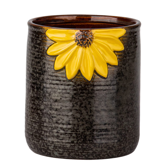 GABROC Utensil Crock, Kitchen Utensil Holder, Ceramic Utensil Holder for Countertop, Cooking Utensil Holder for Kitchen Sunflower Decor Large Kitchen Spatula Holder