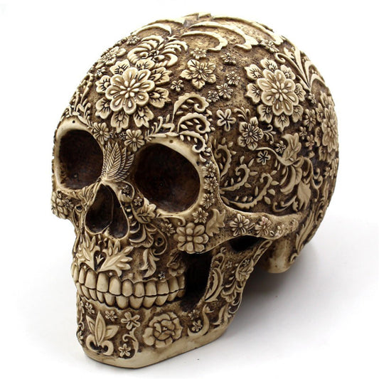 Stacknovo Halloween Skull Decoration - Realistic 8.2" Life Size Skeleton Head Prop for Indoor & Outdoor, Durable Plastic Skull Statue for Haunted House, Party, Gift