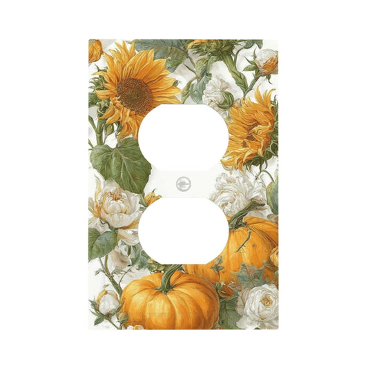 Nadoabtm Outlet Covers Sunflowers Pumpkins And White Roses 1 Gang Duplex Electrical Socket Cover Decorative Switch Plate Covers Light Switch Cover Plate for Bedroom Decor