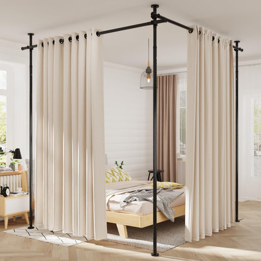 Curtain Rods No Drilling for Room Divider, Tension Curtain Rod 180in Wide Adjustable Wall Divider for Window Heavy Duty Partition Room Dividers Separation, Floor to Ceiling Space Privacy Separator