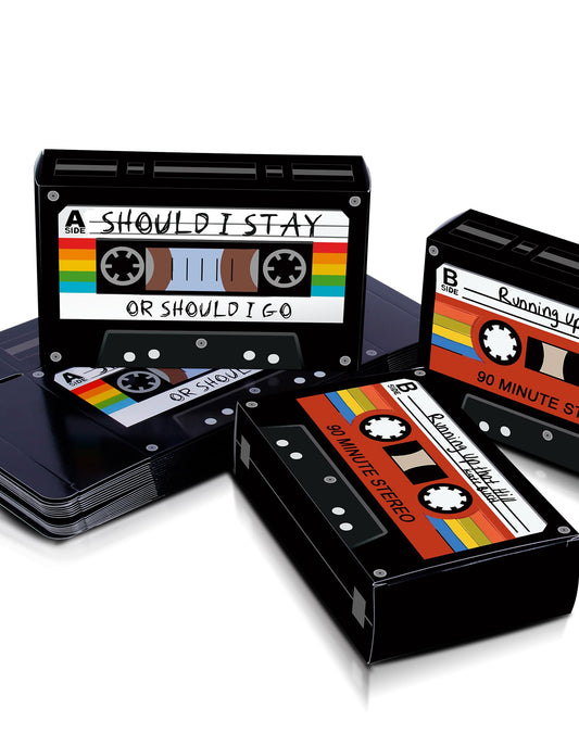 READIGO 80s 90s Party Decorations - 24PCS Retro Cassette Tapes Favor Boxes, Vintage Mixtape Treat Box for Rock and Roll Music Party Favors