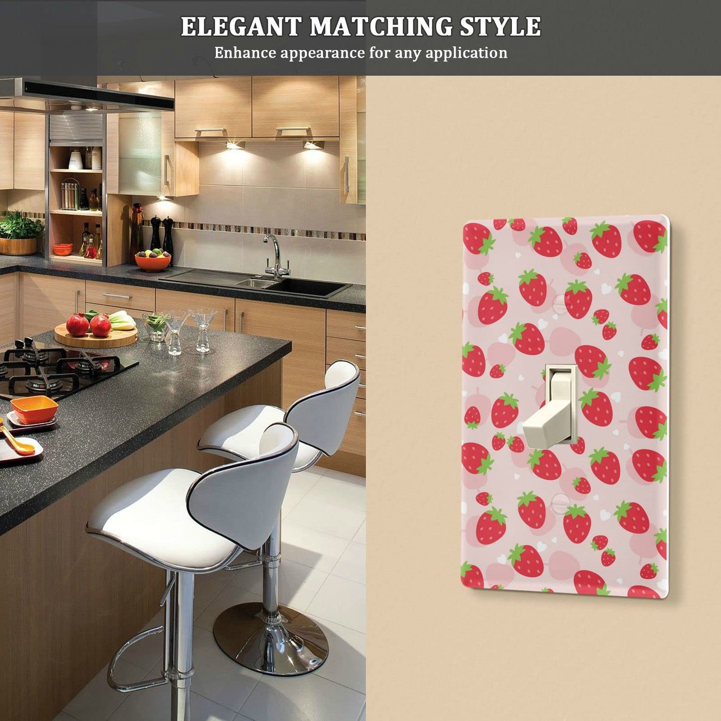 xigua Duplex Outlets Wall Plate Cover, Unbreakable Cute Kawaii Strawberry Electrical Plug Cover, Decorative Cover Standard Size 2 Gang 4.53" x 2.76" Screws Included - 1 Pack