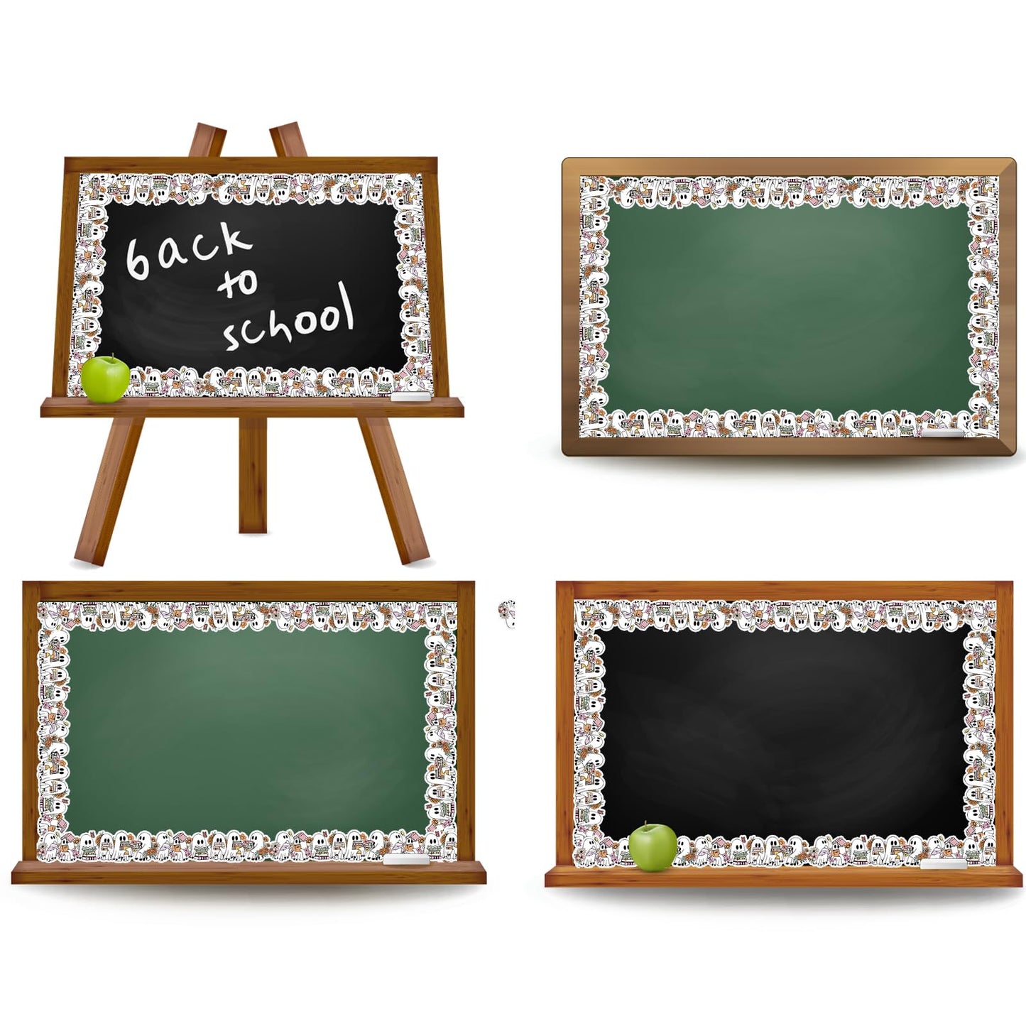 Whaline 65 Ft Halloween Bulletin Board Border Boo Ghost Book Floral Die Cut Trim Border Roll for Home Party Classroom Chalkboard Window Decor
