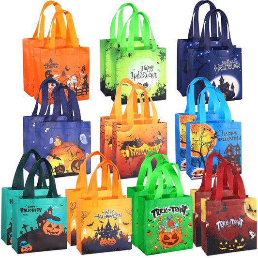 Aviski 20PCS Halloween Trick or Treat Totes, Small Multifunctional Non-Woven Halloween Bags for Gifts Wrapping, Party Supplies
