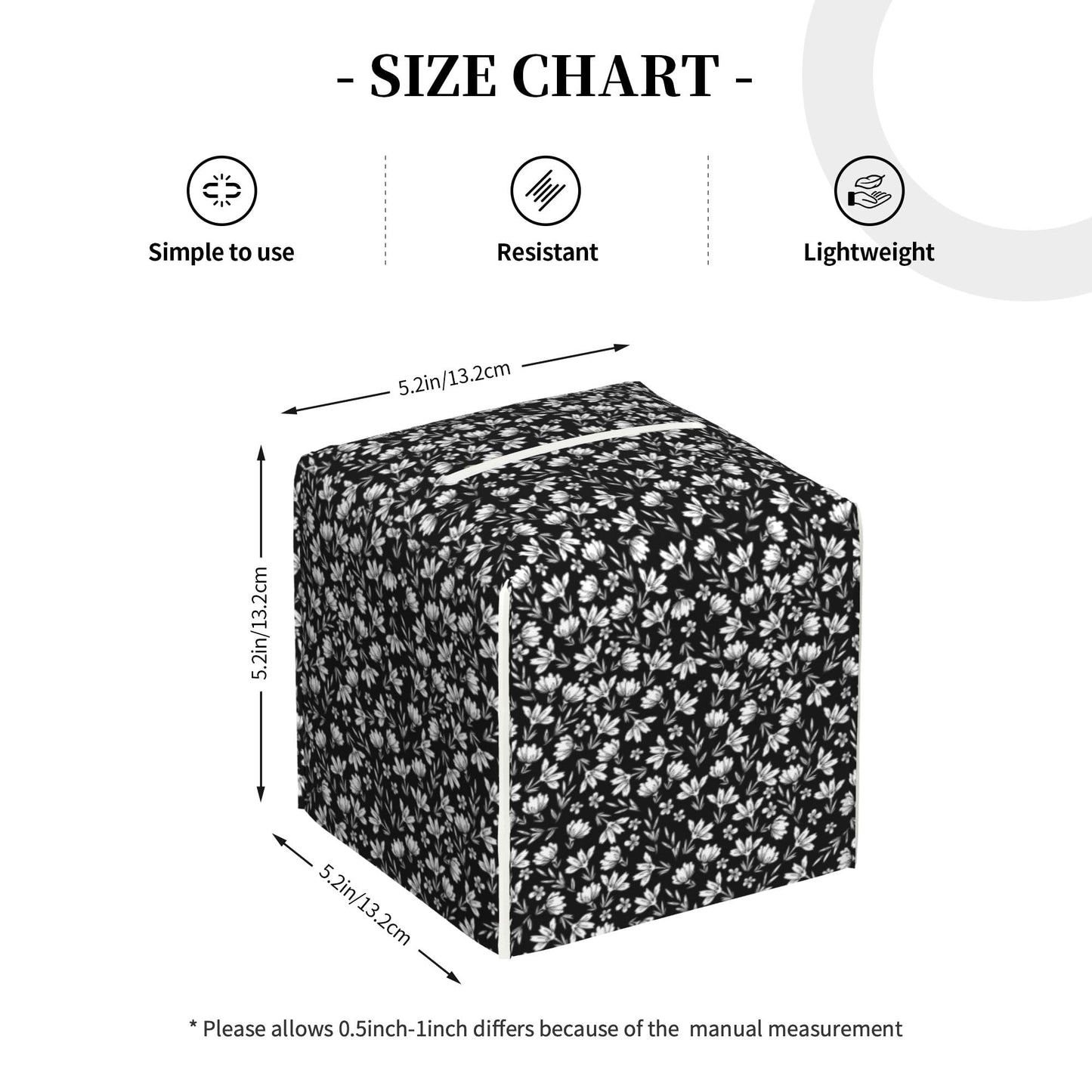 POIUBLE Leather Tissue Box Holder Black and White Flowers Tissue Box Cover Square Waterproof Tissue Holder Organizer Modern Napkin Holder for Bedroom Dresser Night Stand Office Desk