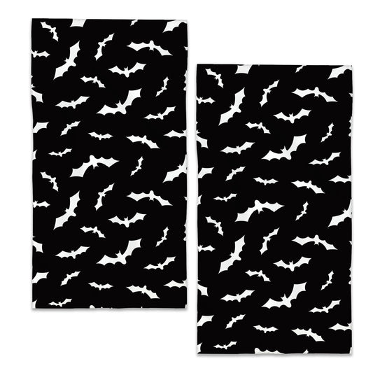 BIGXIUKA Black White Bat Bathroom Hand Towels,Bat Halloween Bath Hand Towel for Decorative Fingertip Towels Set of 2 for Farmhouse Gym Kitchen Hotel Yoga Gifts