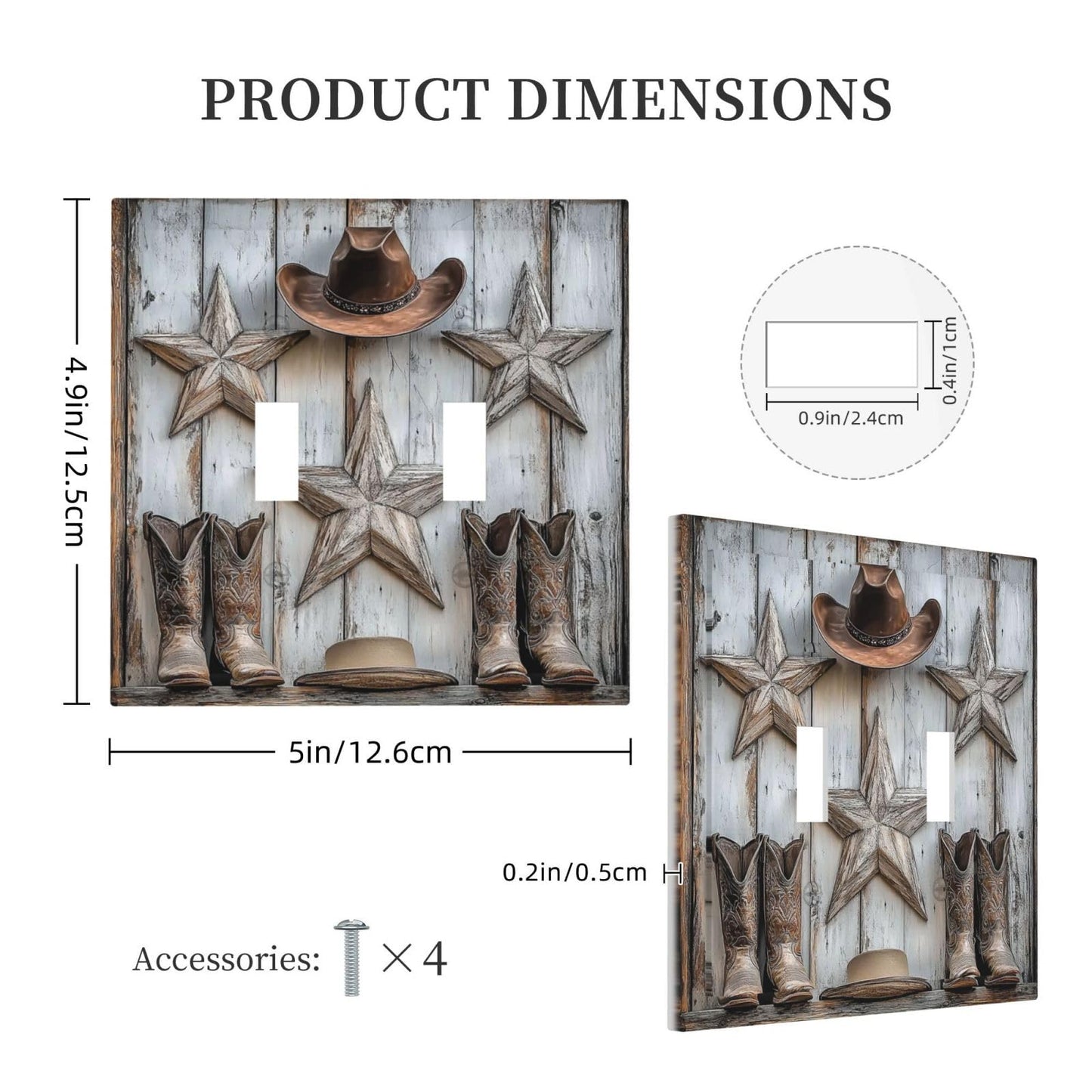 Nijuodnijir Decorative Switch Plates Rustic Texas Star Barn Cowboy Hat Boots 2 Gang Double Toggle Outlet Light Switch Cover Wall Plate Electrical Faceplate For Farmhouse Cabin Decor