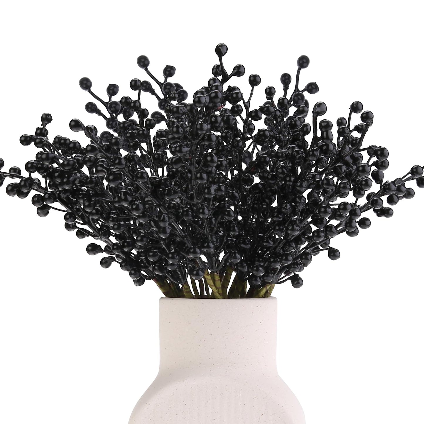 efivs arts Artificial Black Berry, 8 Pack Holly Christmas Berries Stems for Christmas Tree Crafts, New Year's Decorations, Holiday and Home Decor (Black)