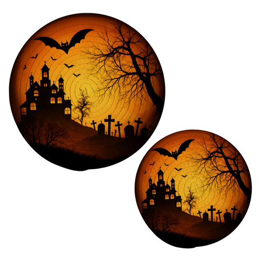 ALAZA Halloween Trivets for Hot Dishes 2 Pcs,Hot Pad for Kitchen,Trivets for Hot Pots and Pans,Large Coasters Cotton Mat Cooking Potholder Set 7