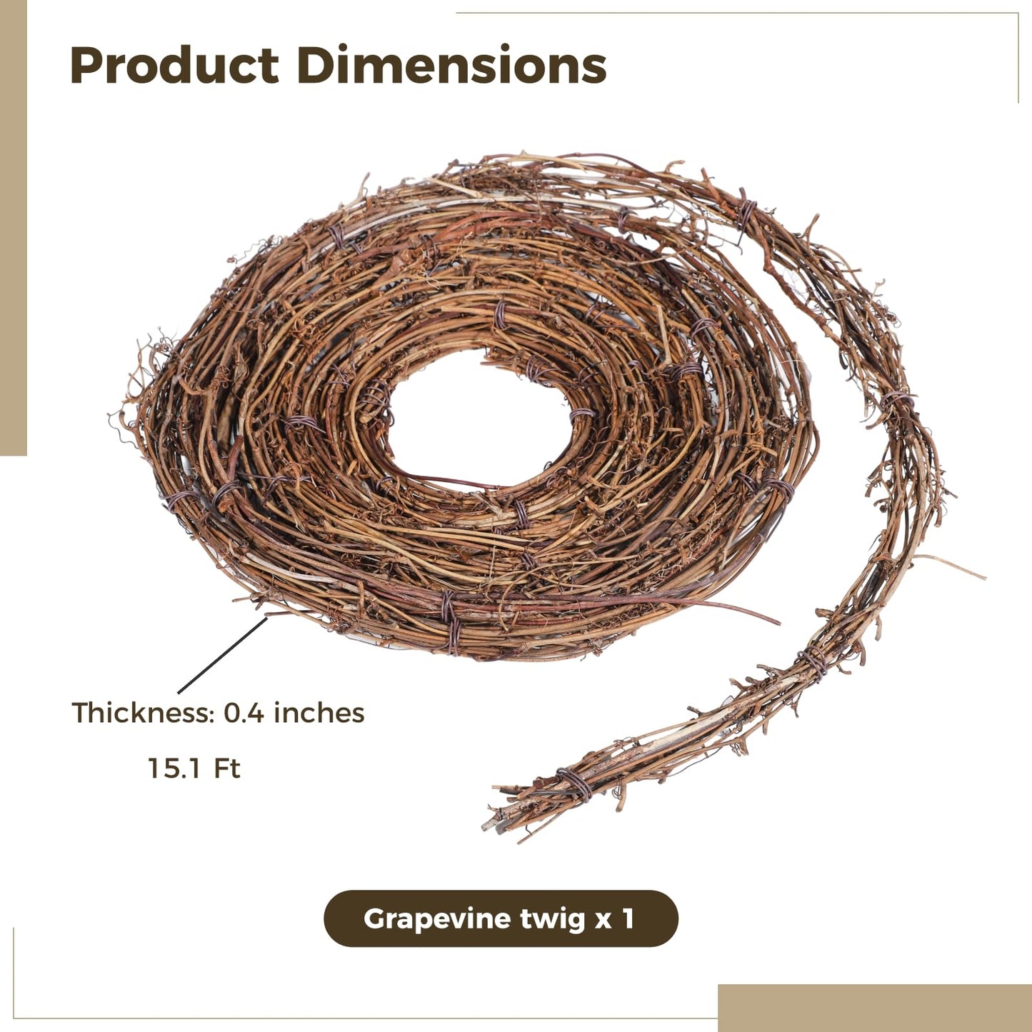 1 PCS Grapevine Garland - DIY Crafts Natural Grapevine Twig Vines, 15 Feet Vines Garland Wreaths for Wedding House Holiday Door Vase Wall Decor