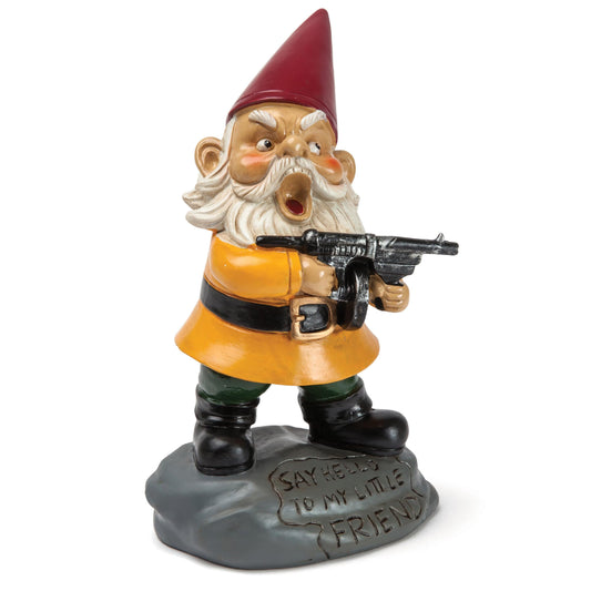 Angry Little Garden Gnome Statue, Outdoor Lawn & Yard Home Defender, Combat Figurine Sculpture Decorations, Funny Housewarming Gag Gift
