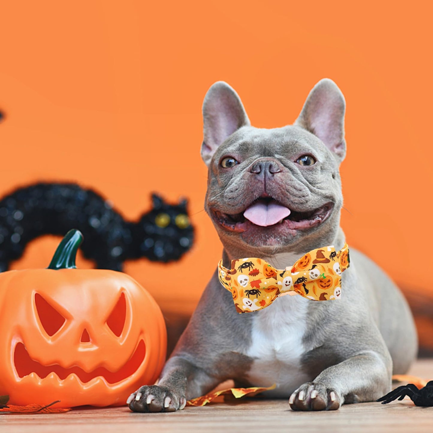 Bobo Rainbow Halloween Dog Collar, Pet Collar Bow Fall Pet Collar Girl Boy Holiday Pet Collars Gift Bow Cute Soft Puppy Collars for Large Dogs