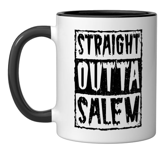Straight Outta Salem Halloween Witch Ceramic Mug, Black/White
