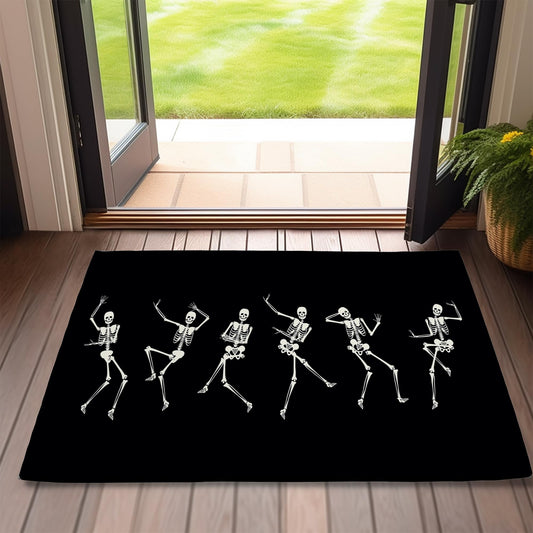 SPUNKER Door Mat,Halloween Skull Front Doormats 17''x30'',Funny Skeleton Indoor Outdoor Entrance Welcome Mat,Low-Profile Floor Rugs for Entry Patio