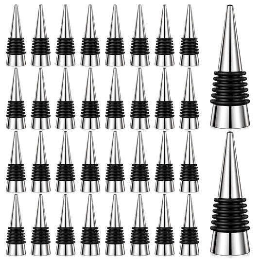 HANLANXUE 30Pcs Stainless Steel Wine Stoppers, Reusable Corks Decorative Bottle and Beverage Stoppers for DIY Wedding Bar Party Holiday Kitchen
