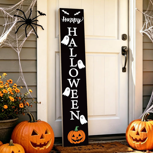 Halloween Decorations Outdoor Halloween Decor Wooden Porch Pumpkin Ghosts Boo Porch Sign Door Decorations Indoor Outside Welcome Sign for Front Door 46.8 Inch