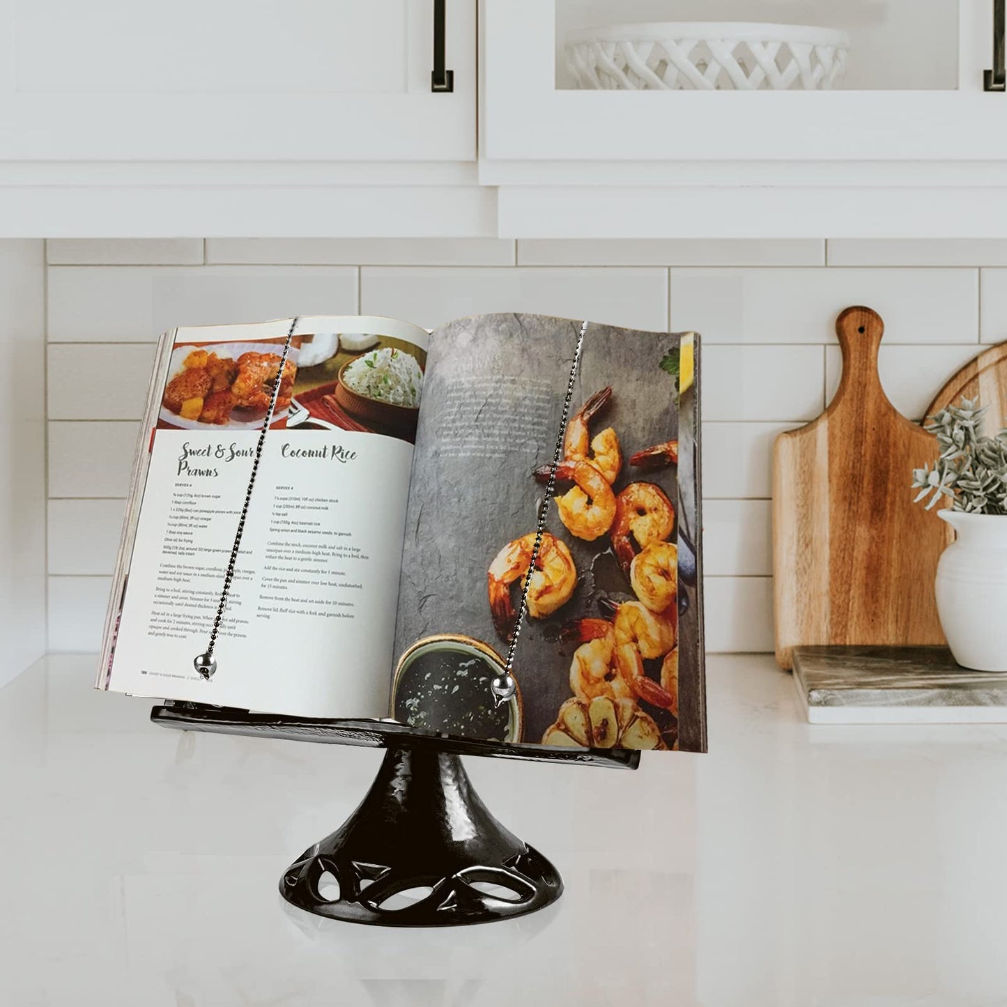 JOGREFUL Adjustable Cookbook Stand, Cast Iron Heavy-Duty Recipe Book Holder, Kitchen Vintage Recipe Book Holder, Reading Rest Holder for Easel/Counter/Books/Magazine/iPad/Bible, Classic Coffee Gold