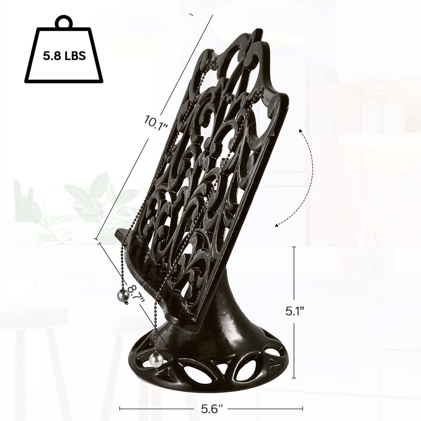 JOGREFUL Adjustable Cookbook Stand, Cast Iron Heavy-Duty Recipe Book Holder, Kitchen Vintage Recipe Book Holder, Reading Rest Holder for Easel/Counter/Books/Magazine/iPad/Bible, Classic Coffee Gold
